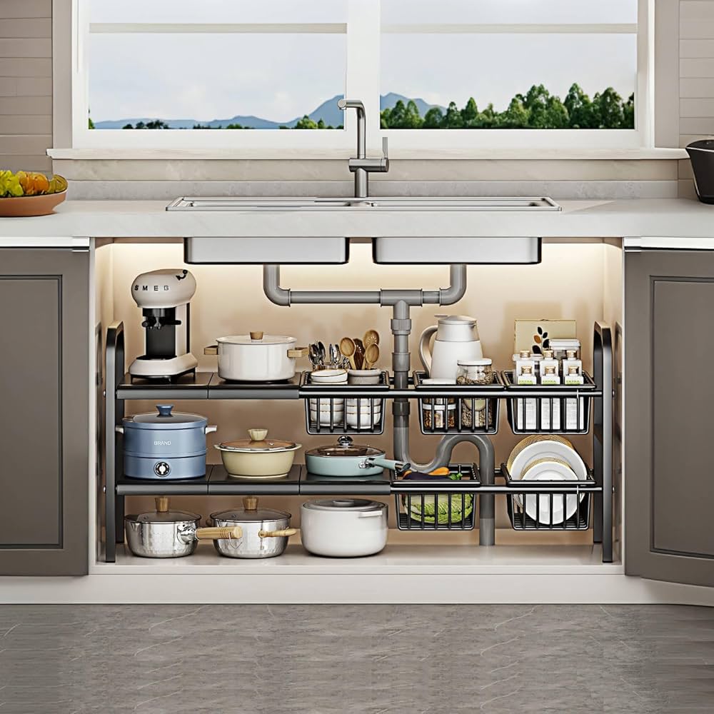 2点SET CONTAINER TABLE TOP 50L 74L Amazon.com: 4Pack 2-Tier Bathroom Storage Organizer, Clear